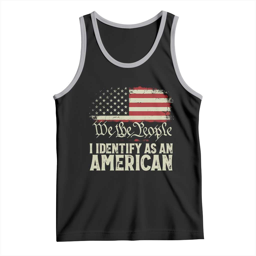 Funny I Identify As An American Tank Top 4th Of July American Flag TS11 Black Athletic Heather Print Your Wear