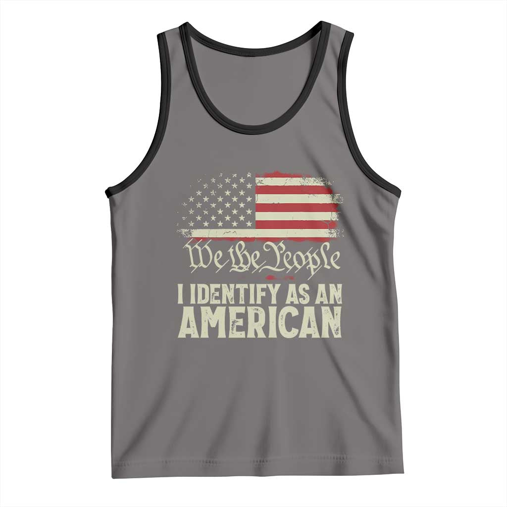 Funny I Identify As An American Tank Top 4th Of July American Flag TS11 Deep Heather Black Print Your Wear