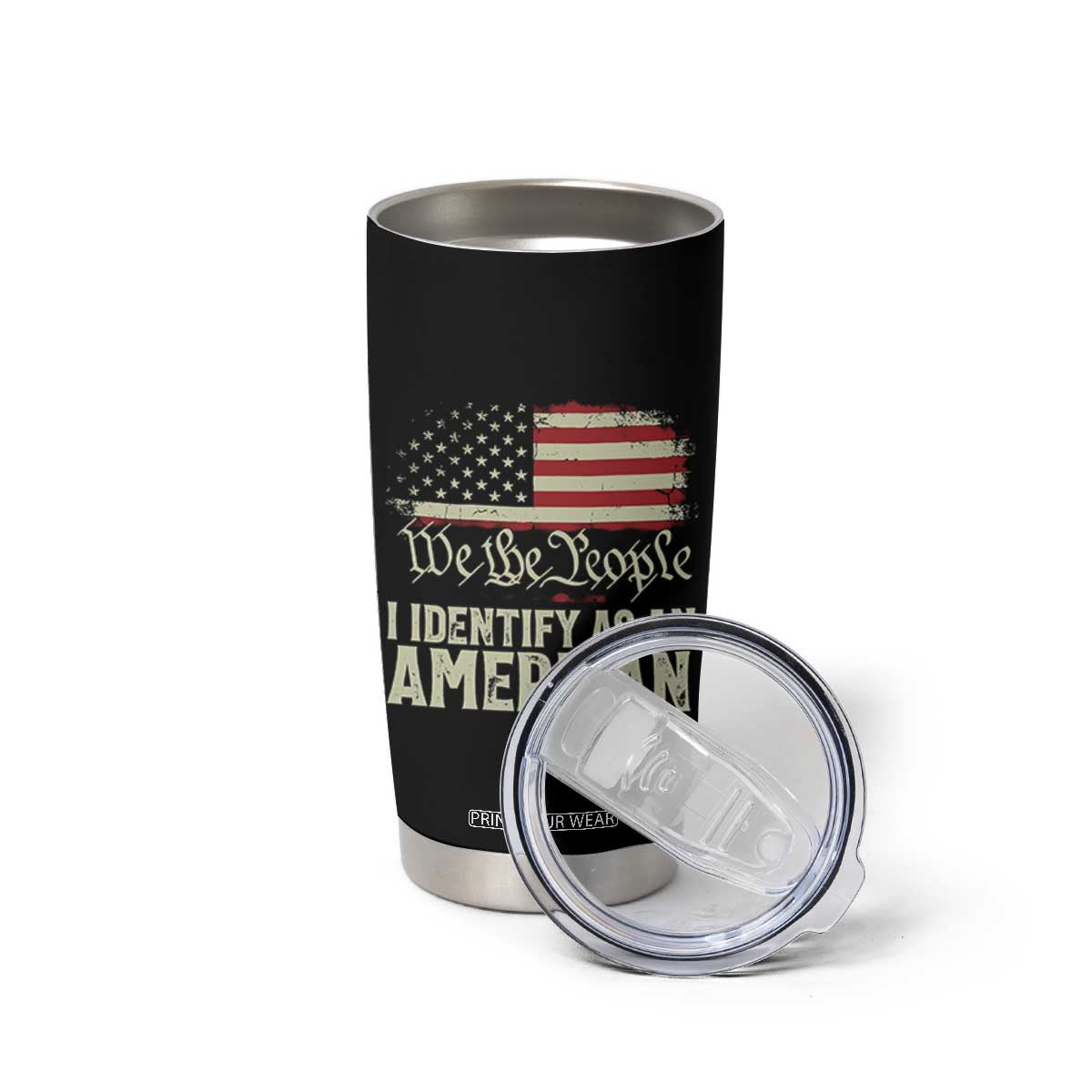 Funny I Identify As An American Tumbler Cup 4th Of July American Flag TS11 Print Your Wear