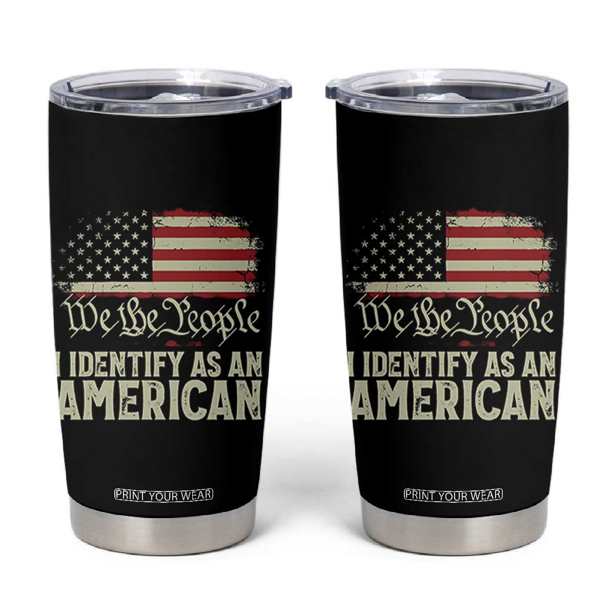 Funny I Identify As An American Tumbler Cup 4th Of July American Flag TS11 Black Print Your Wear