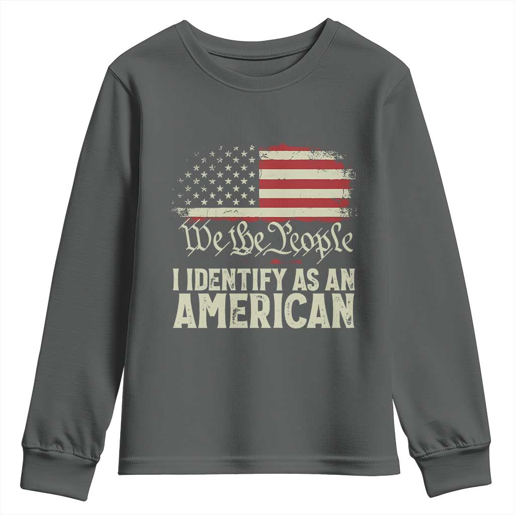 Funny I Identify As An American Youth Sweatshirt 4th Of July American Flag TS11 Dark Heather Print Your Wear