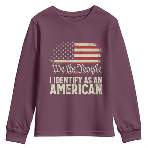 Funny I Identify As An American Youth Sweatshirt 4th Of July American Flag TS11 Maroon Print Your Wear