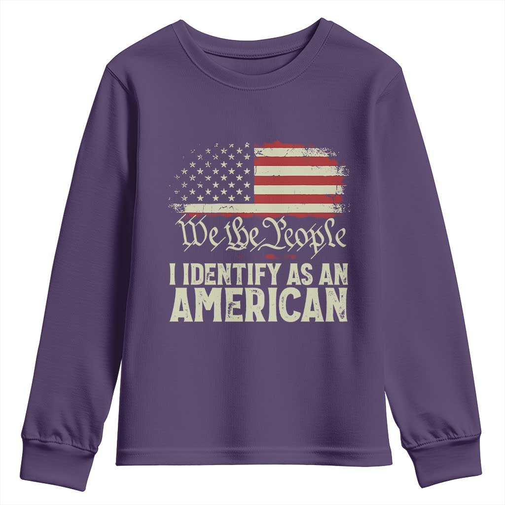 Funny I Identify As An American Youth Sweatshirt 4th Of July American Flag TS11 Purple Print Your Wear