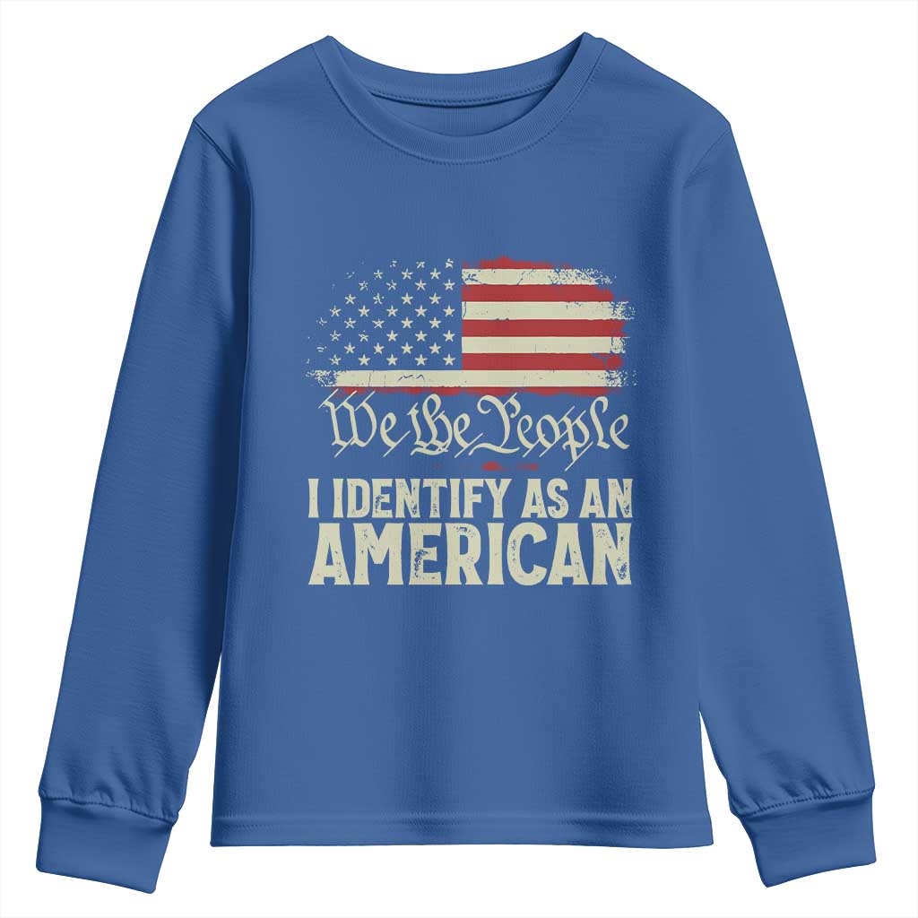 Funny I Identify As An American Youth Sweatshirt 4th Of July American Flag TS11 Royal Blue Print Your Wear