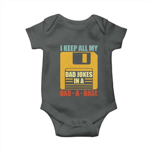 Funny I Keep All My Dad Jokes In A Dad A Base Baby Onesie Father's Day TS11 Dark Heather Print Your Wear