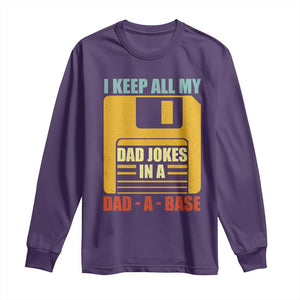 Funny I Keep All My Dad Jokes In A Dad A Base Long Sleeve Shirt Fathers Day TS11 Purple Print Your Wear