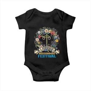 Funny I Survived Midsommar Festival Baby Onesie Sweden Summer Festival Maypole TS11 Black Print Your Wear