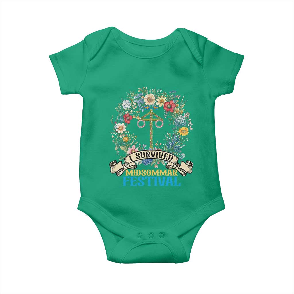 Funny I Survived Midsommar Festival Baby Onesie Sweden Summer Festival Maypole TS11 Irish Green Print Your Wear