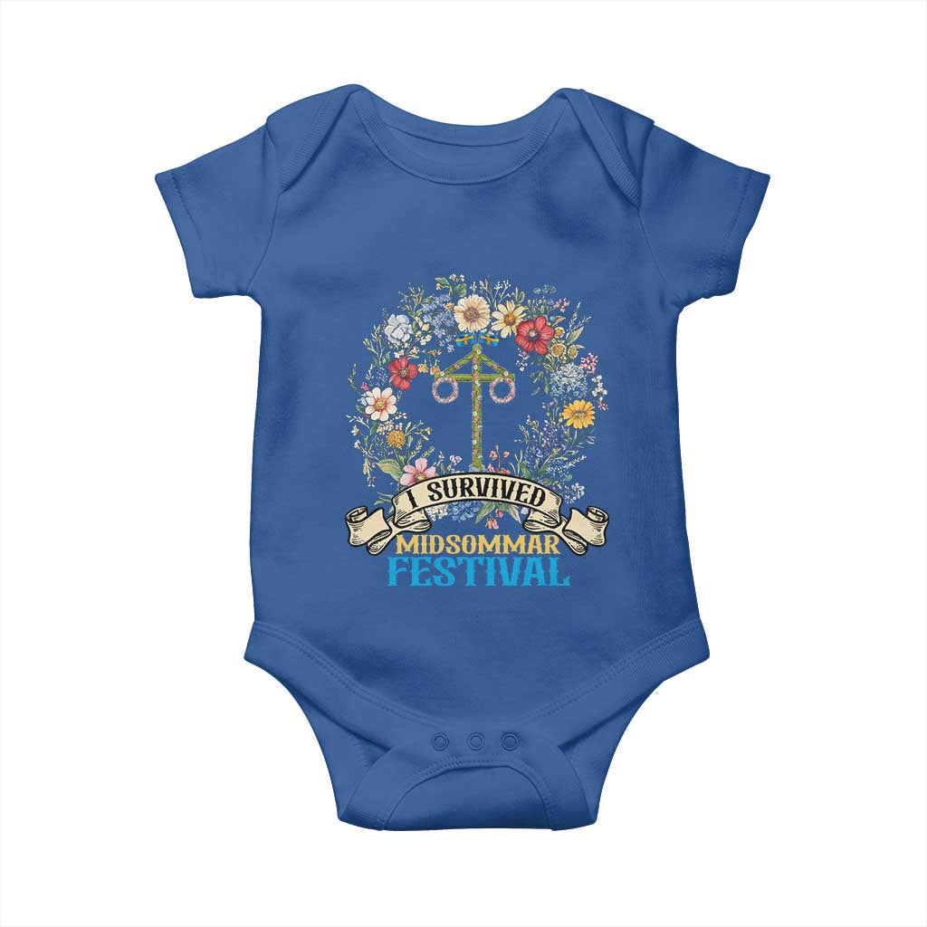 Funny I Survived Midsommar Festival Baby Onesie Sweden Summer Festival Maypole TS11 Royal Blue Print Your Wear
