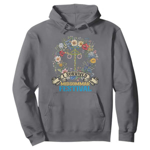 Funny I Survived Midsommar Festival Hoodie Sweden Summer Festival Maypole TS11 Charcoal Print Your Wear