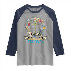 Funny I Survived Midsommar Festival Raglan Shirt Sweden Summer Festival Maypole TS11 Sport Gray Navy Print Your Wear