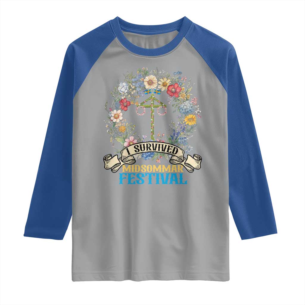 Funny I Survived Midsommar Festival Raglan Shirt Sweden Summer Festival Maypole TS11 Sport Gray Royal Print Your Wear
