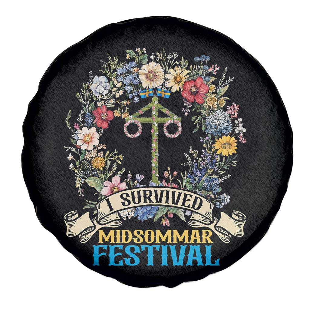 Funny I Survived Midsommar Festival Spare Tire Cover Sweden Summer Festival Maypole TS11 Print Your Wear