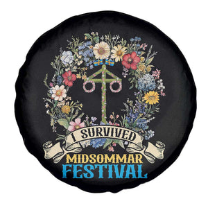 Funny I Survived Midsommar Festival Spare Tire Cover Sweden Summer Festival Maypole TS11 Print Your Wear
