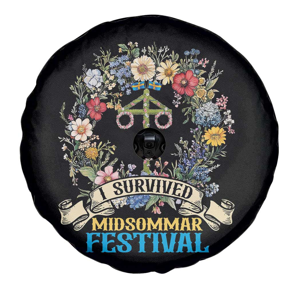 Funny I Survived Midsommar Festival Spare Tire Cover Sweden Summer Festival Maypole TS11 Print Your Wear