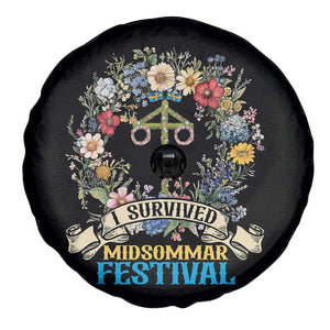 Funny I Survived Midsommar Festival Spare Tire Cover Sweden Summer Festival Maypole TS11 Print Your Wear