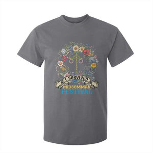Funny I Survived Midsommar Festival T Shirt For Kid Sweden Summer Festival Maypole TS11 Charcoal Print Your Wear