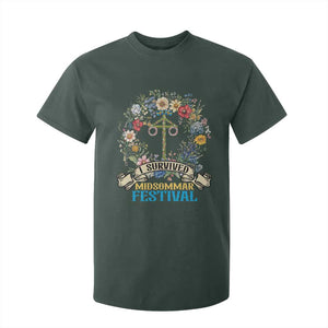 Funny I Survived Midsommar Festival T Shirt For Kid Sweden Summer Festival Maypole TS11 Dark Forest Green Print Your Wear