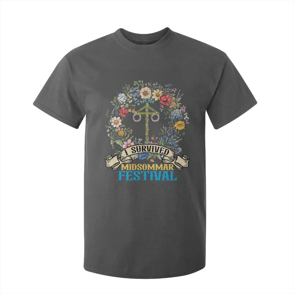 Funny I Survived Midsommar Festival T Shirt For Kid Sweden Summer Festival Maypole TS11 Dark Heather Print Your Wear