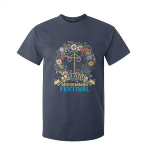 Funny I Survived Midsommar Festival T Shirt For Kid Sweden Summer Festival Maypole TS11 Navy Print Your Wear