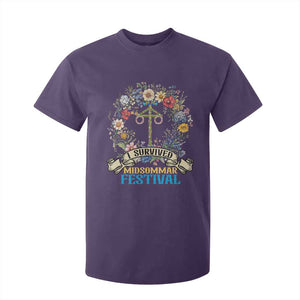 Funny I Survived Midsommar Festival T Shirt For Kid Sweden Summer Festival Maypole TS11 Purple Print Your Wear