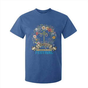 Funny I Survived Midsommar Festival T Shirt For Kid Sweden Summer Festival Maypole TS11 Royal Blue Print Your Wear
