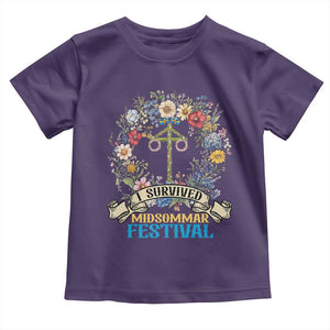 Funny I Survived Midsommar Festival Toddler T Shirt Sweden Summer Festival Maypole TS11 Purple Print Your Wear