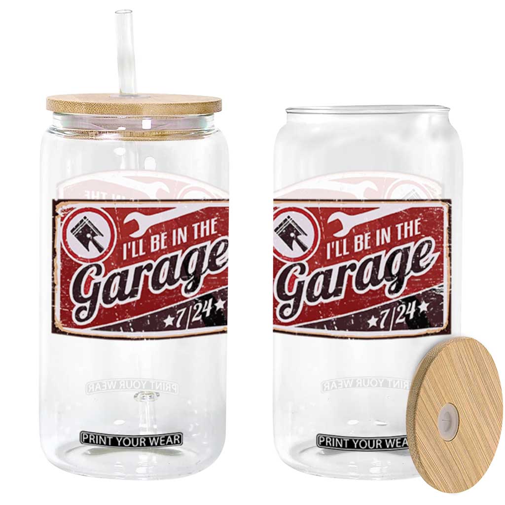 Funny I Will Be In The Garage Glass Can Car Mechanic Metal Sign TS11 Black Print Your Wear