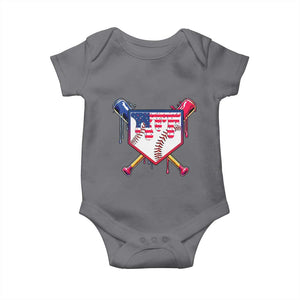 Funny Ice Cream Baseball Drip American Flag Baby Onesie 4th Of July TS11 Charcoal Print Your Wear