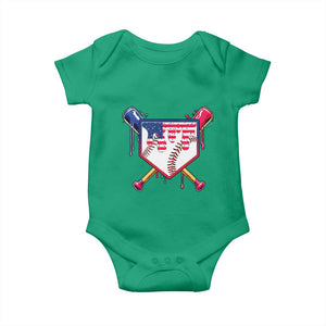 Funny Ice Cream Baseball Drip American Flag Baby Onesie 4th Of July TS11 Irish Green Print Your Wear