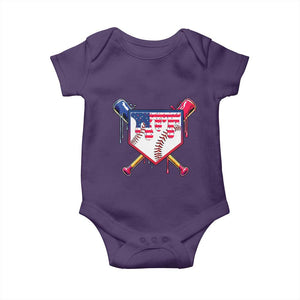 Funny Ice Cream Baseball Drip American Flag Baby Onesie 4th Of July TS11 Purple Print Your Wear