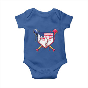 Funny Ice Cream Baseball Drip American Flag Baby Onesie 4th Of July TS11 Royal Blue Print Your Wear