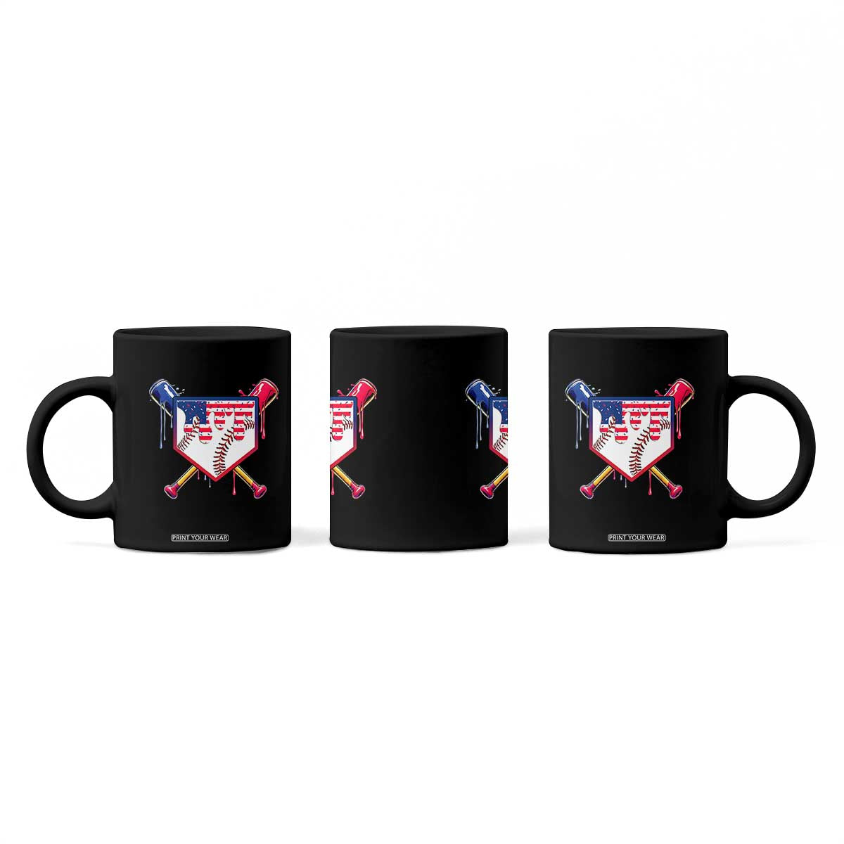 Funny Ice Cream Baseball Drip American Flag Coffee Mug 4th Of July TS11 Print Your Wear