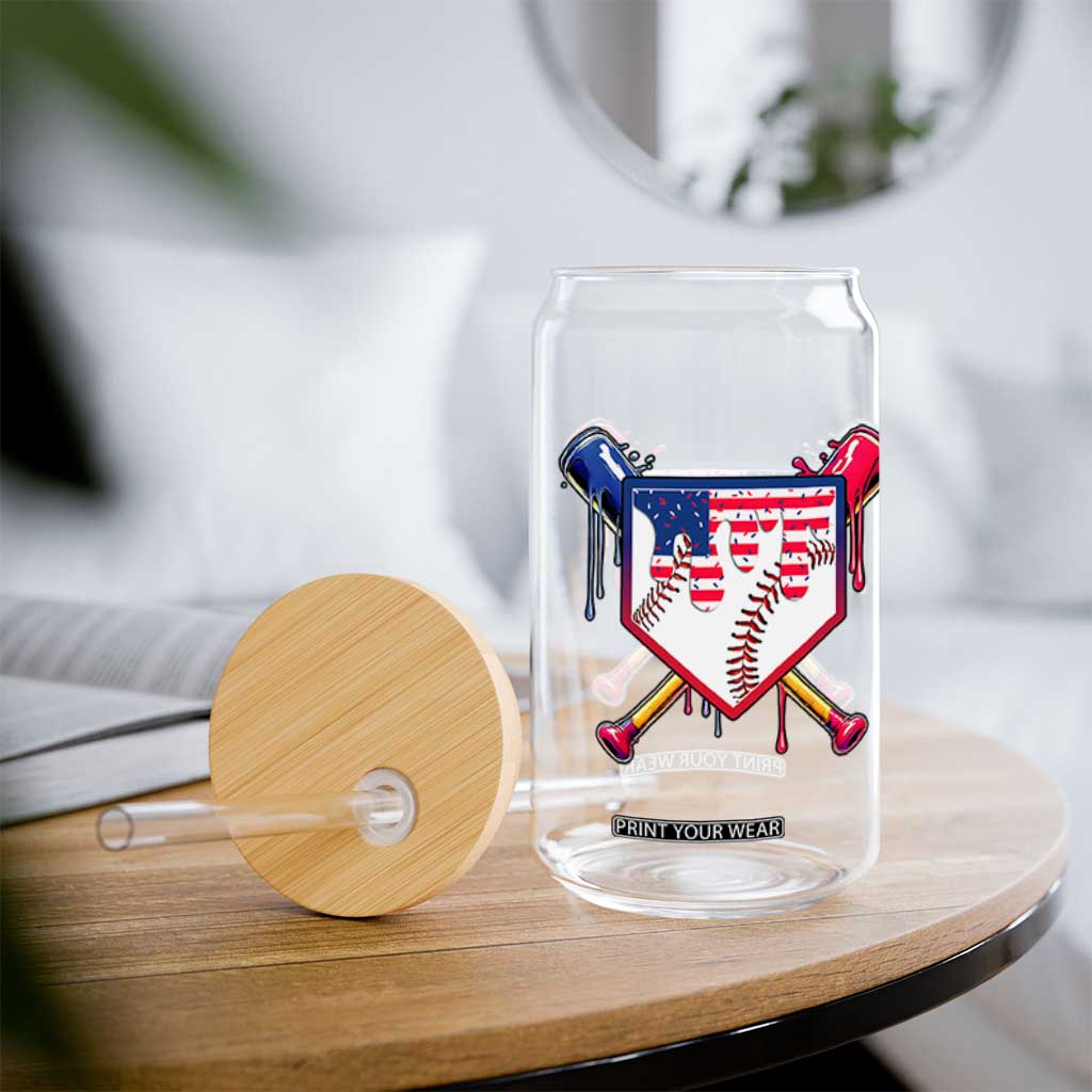 Funny Ice Cream Baseball Drip American Flag Glass Can 4th Of July TS11 Print Your Wear