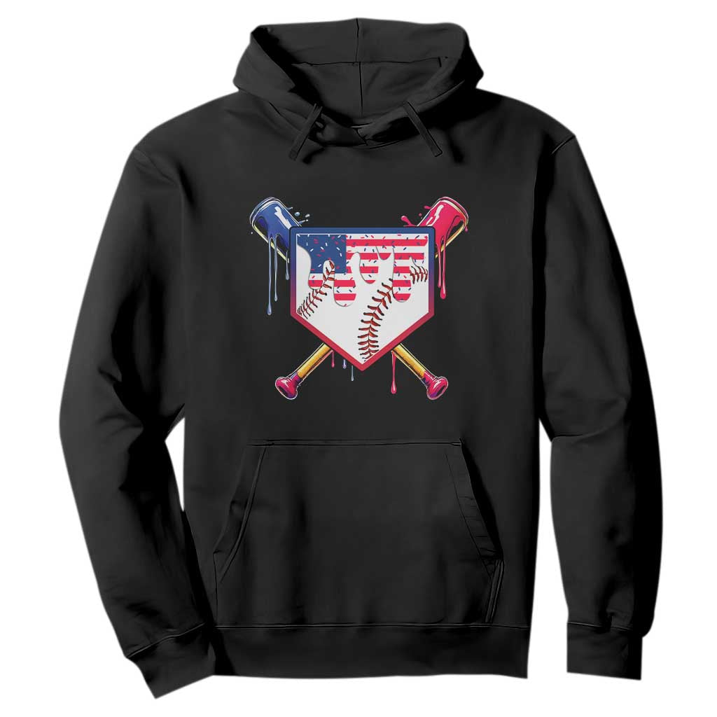 Funny Ice Cream Baseball Drip American Flag Hoodie 4th Of July TS11 Black Print Your Wear