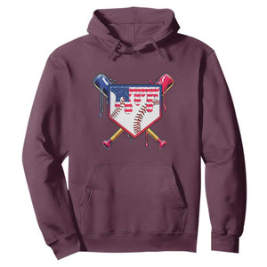 Funny Ice Cream Baseball Drip American Flag Hoodie 4th Of July TS11 Maroon Print Your Wear