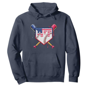 Funny Ice Cream Baseball Drip American Flag Hoodie 4th Of July TS11 Navy Print Your Wear