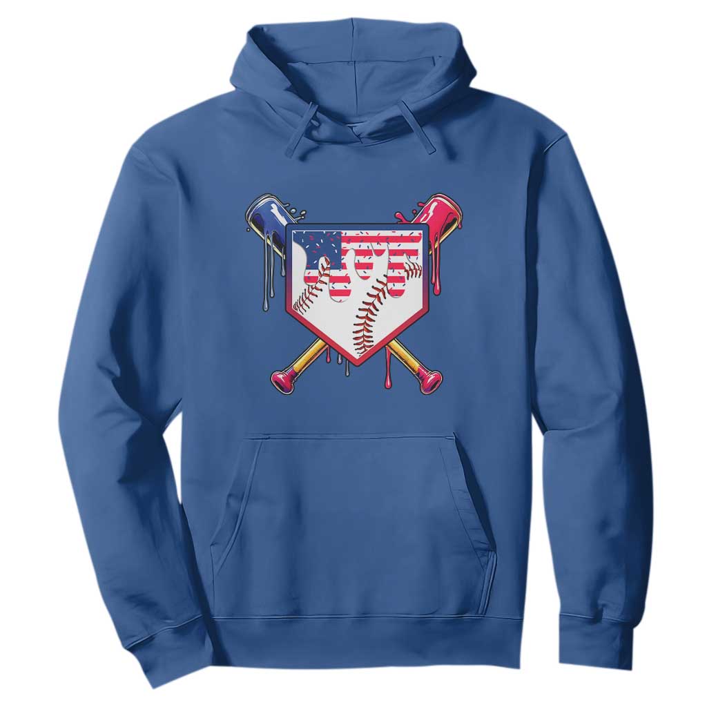 Funny Ice Cream Baseball Drip American Flag Hoodie 4th Of July TS11 Royal Blue Print Your Wear