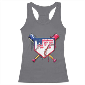 Funny Ice Cream Baseball Drip American Flag Racerback Tank Top 4th Of July TS11 Charcoal Print Your Wear