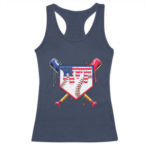 Funny Ice Cream Baseball Drip American Flag Racerback Tank Top 4th Of July TS11 Navy Print Your Wear