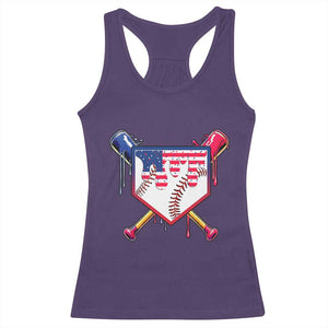 Funny Ice Cream Baseball Drip American Flag Racerback Tank Top 4th Of July TS11 Purple Print Your Wear