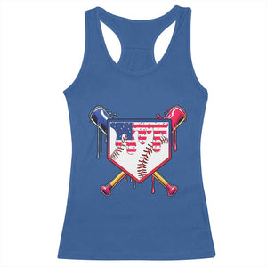 Funny Ice Cream Baseball Drip American Flag Racerback Tank Top 4th Of July TS11 Royal Blue Print Your Wear