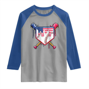 Funny Ice Cream Baseball Drip American Flag Raglan Shirt 4th Of July TS11 Sport Gray Royal Print Your Wear