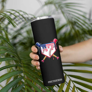 Funny Ice Cream Baseball Drip American Flag Skinny Tumbler 4th Of July TS11 Print Your Wear