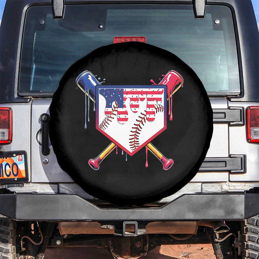 Funny Ice Cream Baseball Drip American Flag Spare Tire Cover 4th Of July TS11 No hole Black Print Your Wear