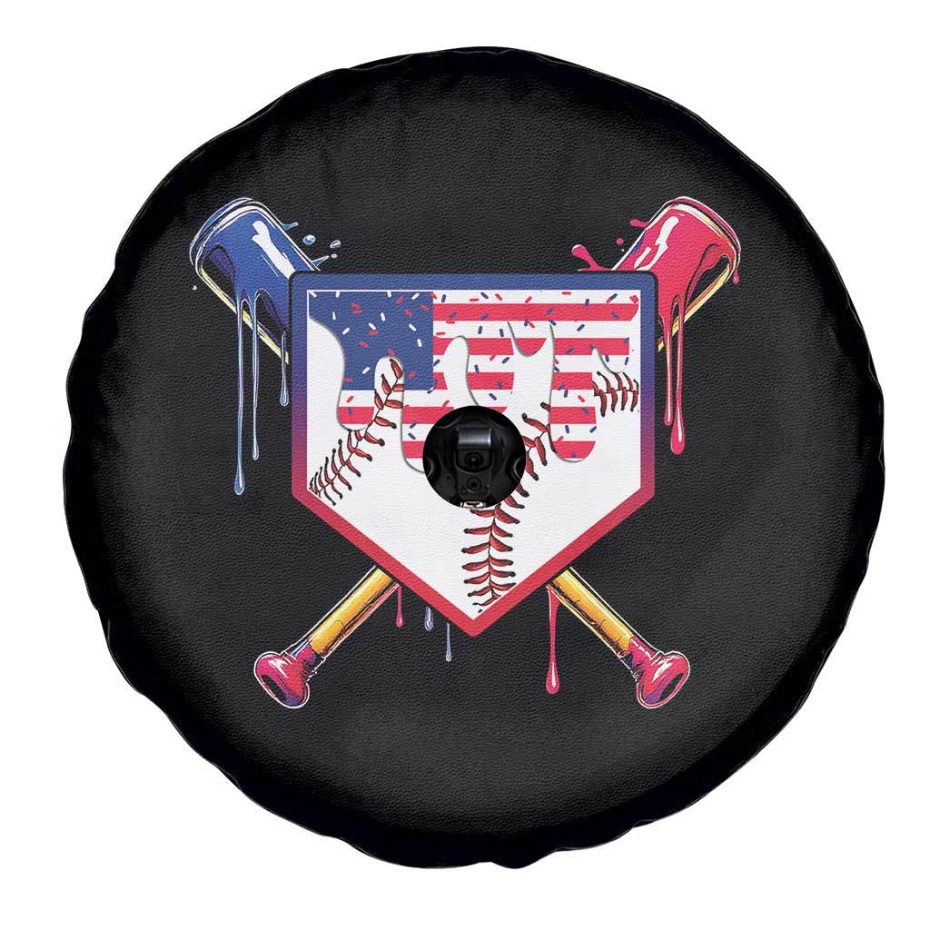 Funny Ice Cream Baseball Drip American Flag Spare Tire Cover 4th Of July TS11 Print Your Wear