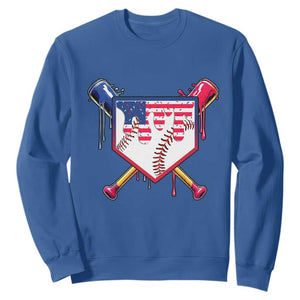 Funny Ice Cream Baseball Drip American Flag Sweatshirt 4th Of July TS11 Royal Blue Print Your Wear