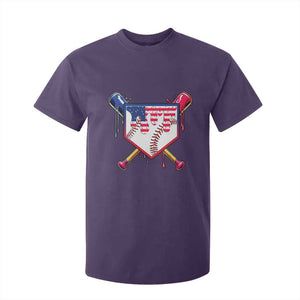 Funny Ice Cream Baseball Drip American Flag T Shirt For Kid 4th Of July TS11 Purple Print Your Wear
