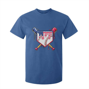 Funny Ice Cream Baseball Drip American Flag T Shirt For Kid 4th Of July TS11 Royal Blue Print Your Wear