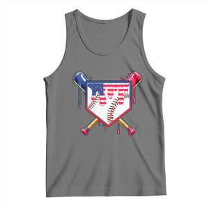 Funny Ice Cream Baseball Drip American Flag Tank Top 4th Of July TS11 Black Heather Print Your Wear